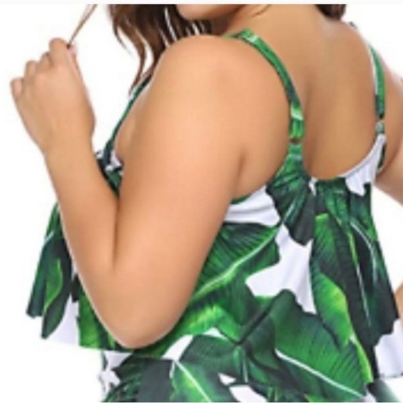 Avid Love | NWT Bikini Tummy Control 2 Piece High Waist Palm Leaf Swimsuit S - Picture 5 of 5